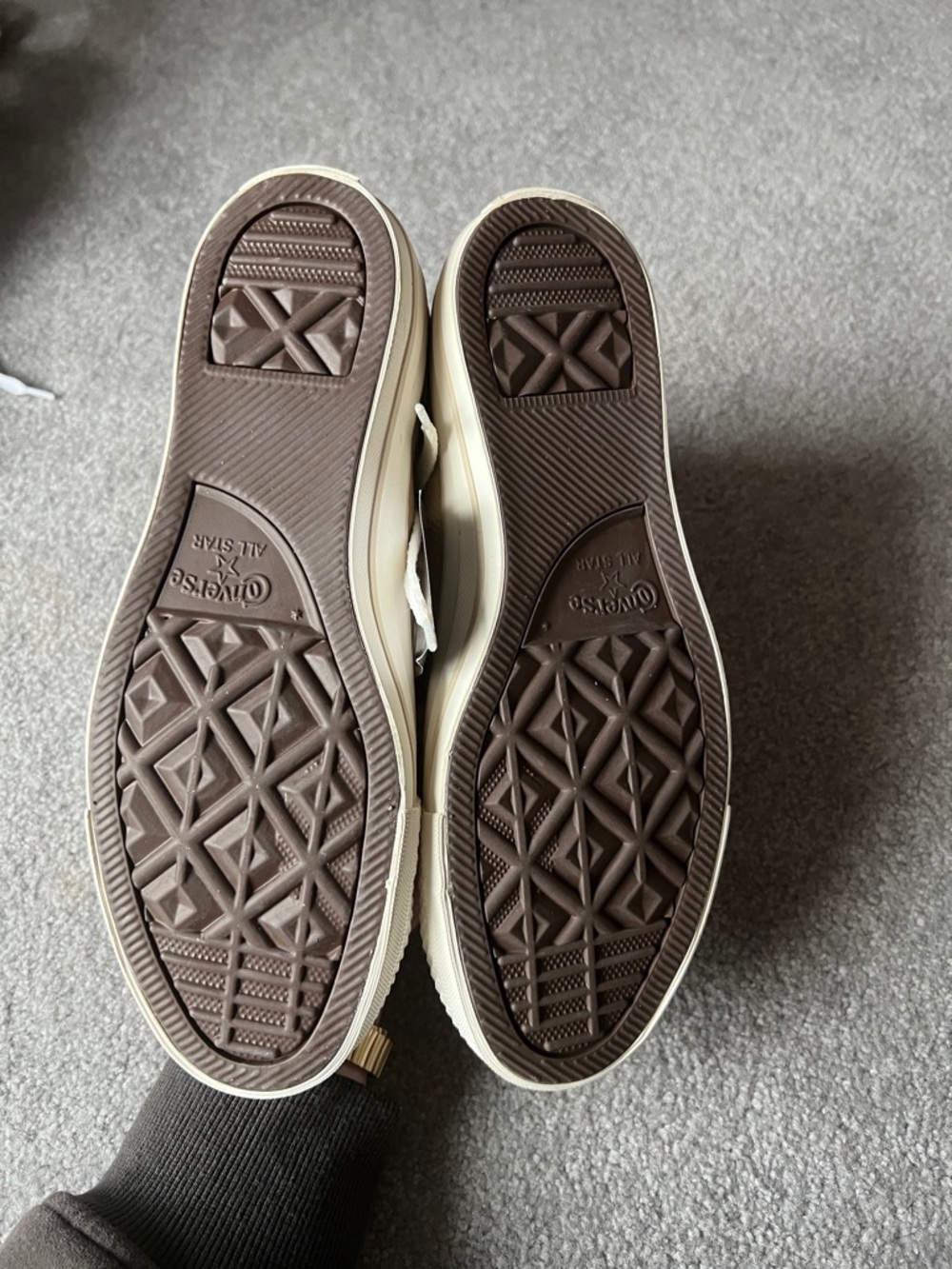 Converse High Top Sneakers in Beige and Cream - Picture 3 of 5